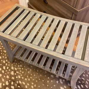 Gray washed wooden bench
